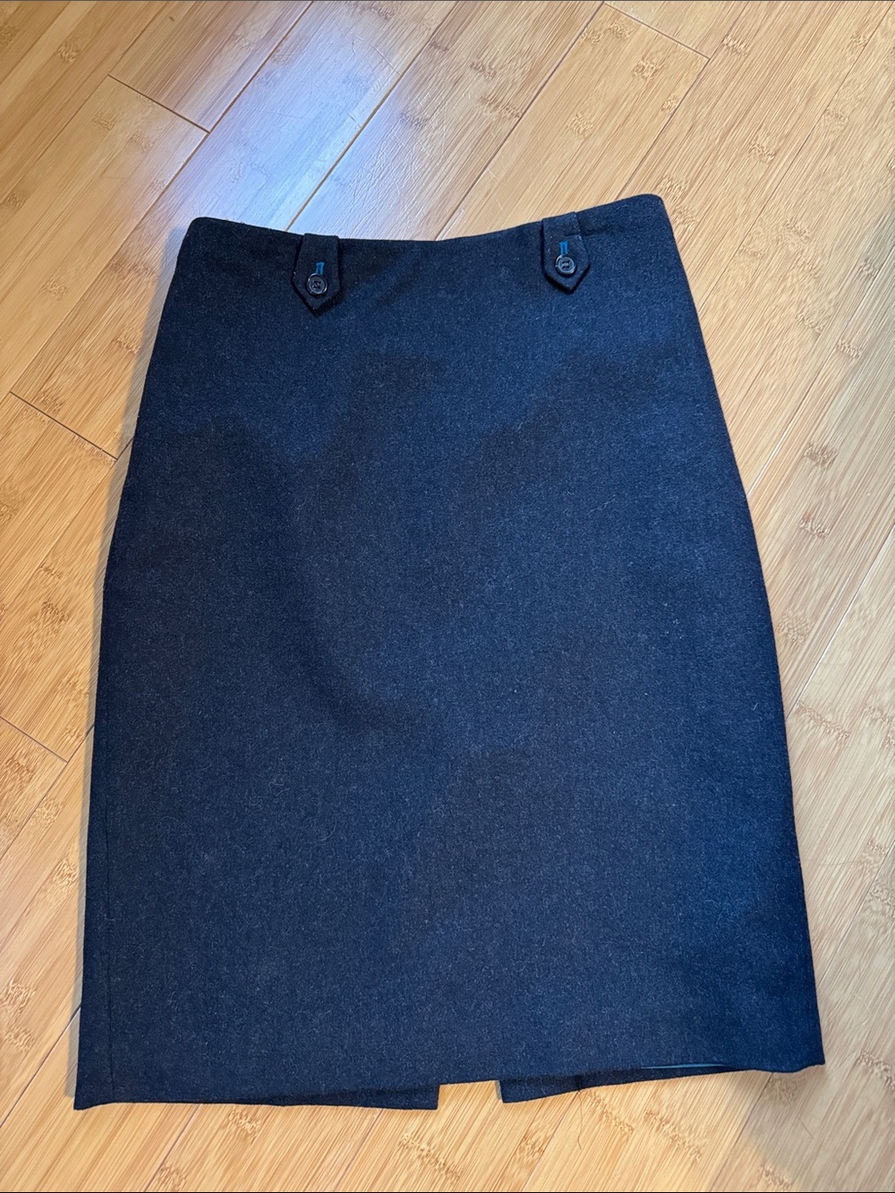 J. Crew Charcoal Wool Pencil Skirt with Button-Tab Waist